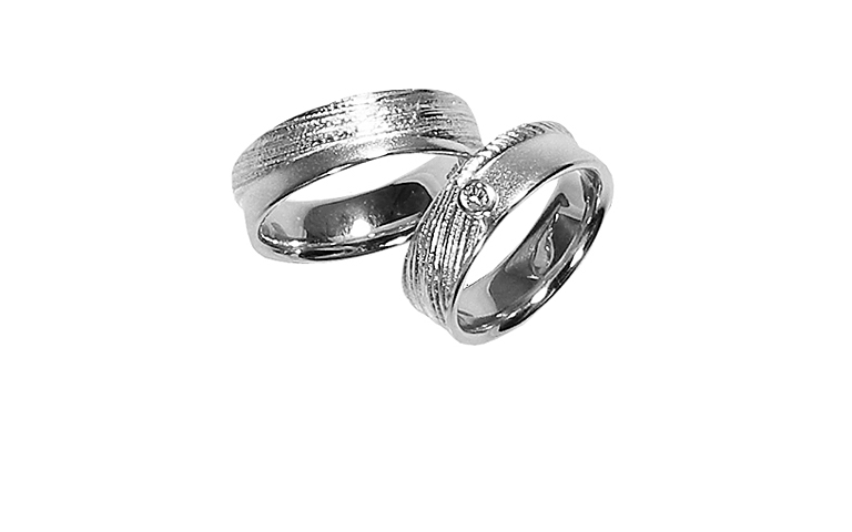 45163+45164-wedding rings, white gold 750 with brillant